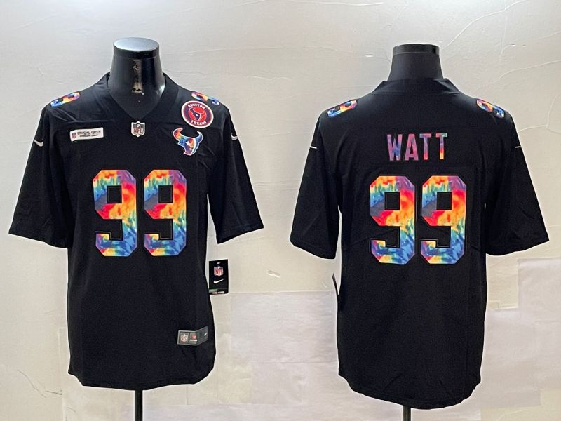 Men Houston Texans #99 Watt Black Rainbow 2024 Nike Limited NFL Jersey style 2->pittsburgh steelers->NFL Jersey